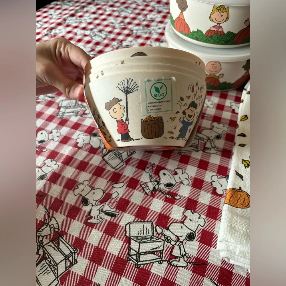 Peanuts Snoopy Fall Ceramic Bowls & Kitchen Set - White/Orange